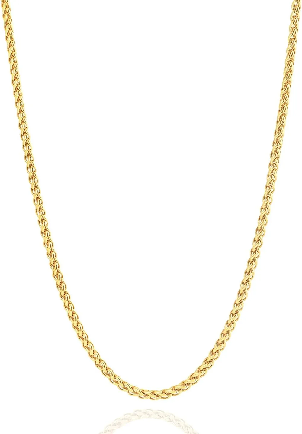2.5mm/4mm Gold Wheat Chain for Men Women, Mens Stainless Steel Chain Necklace Jewelry, 16-26 Inches