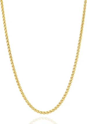 2.5mm/4mm Gold Wheat Chain for Men Women, Mens Stainless Steel Chain Necklace Jewelry, 16-26 Inches