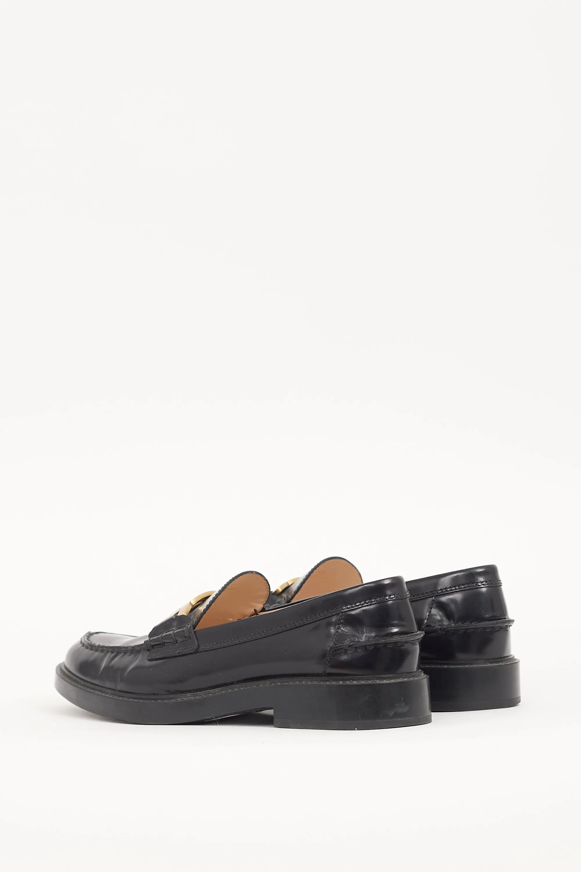 Black Patent Leather Embellished Loafer
