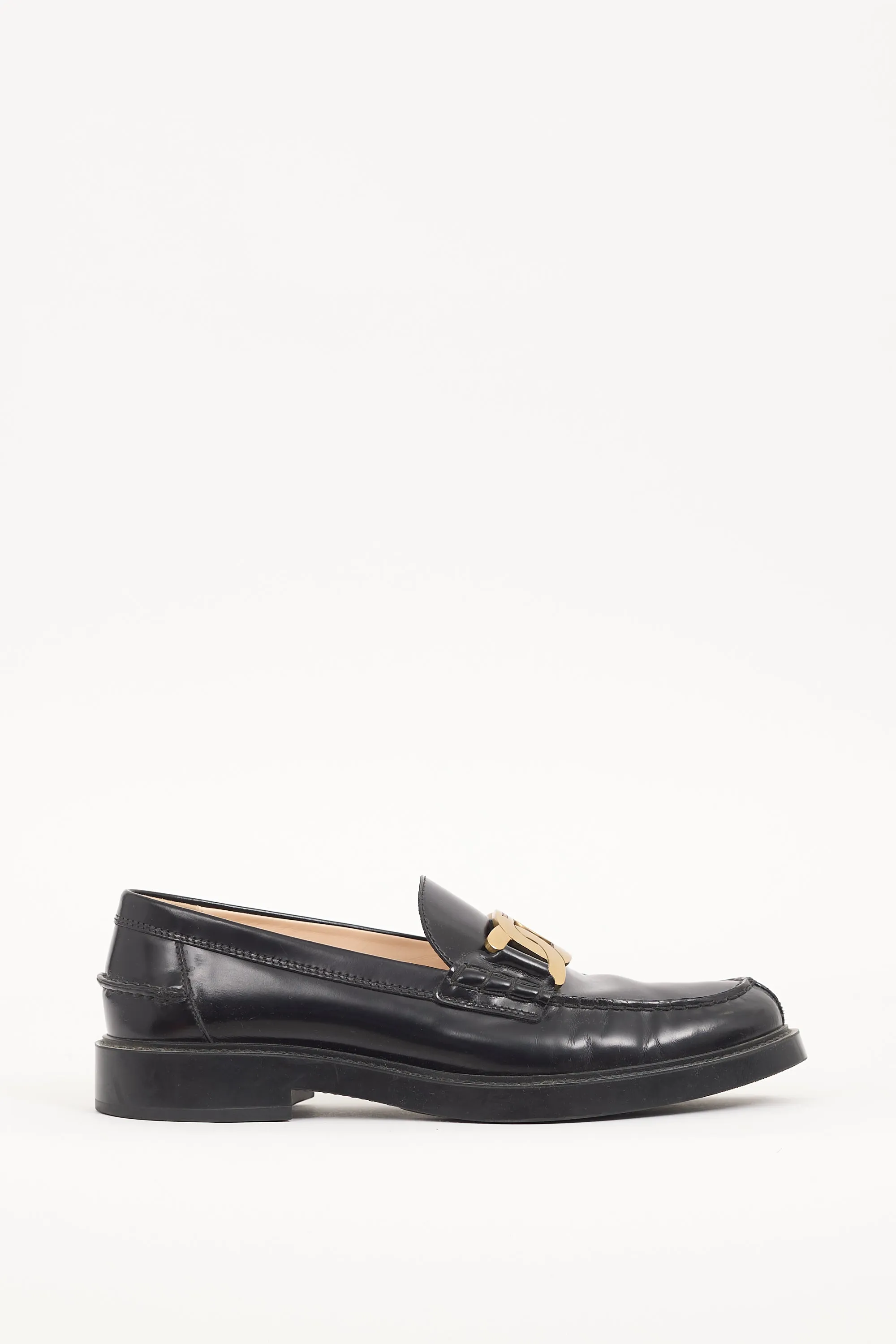 Black Patent Leather Embellished Loafer