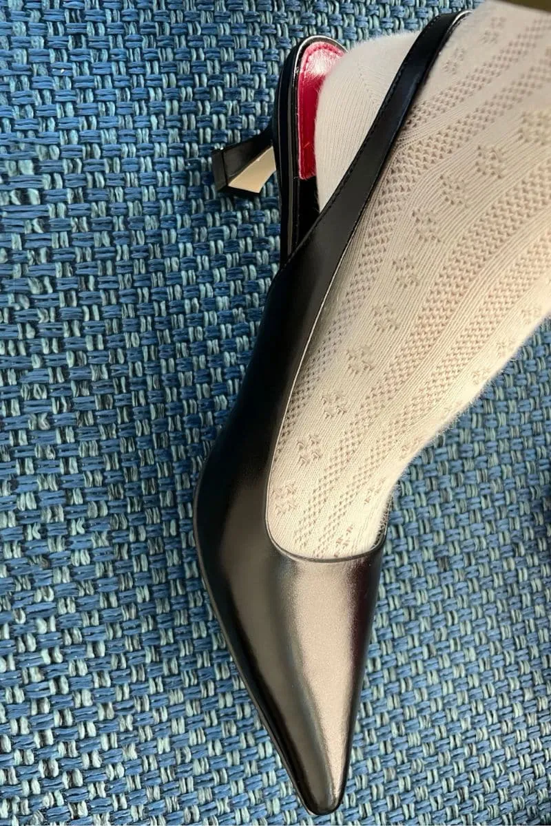 BLACK ROSE SLINGBACK HEELS