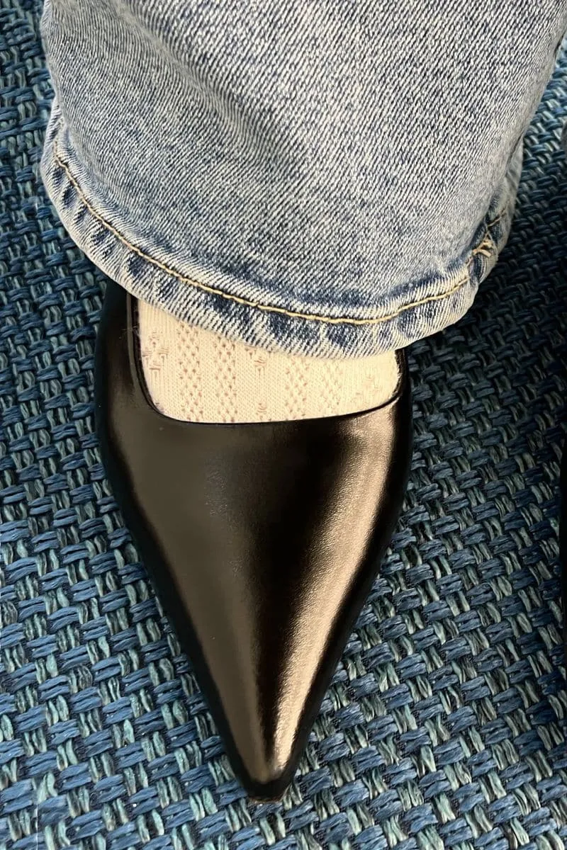 BLACK ROSE SLINGBACK HEELS