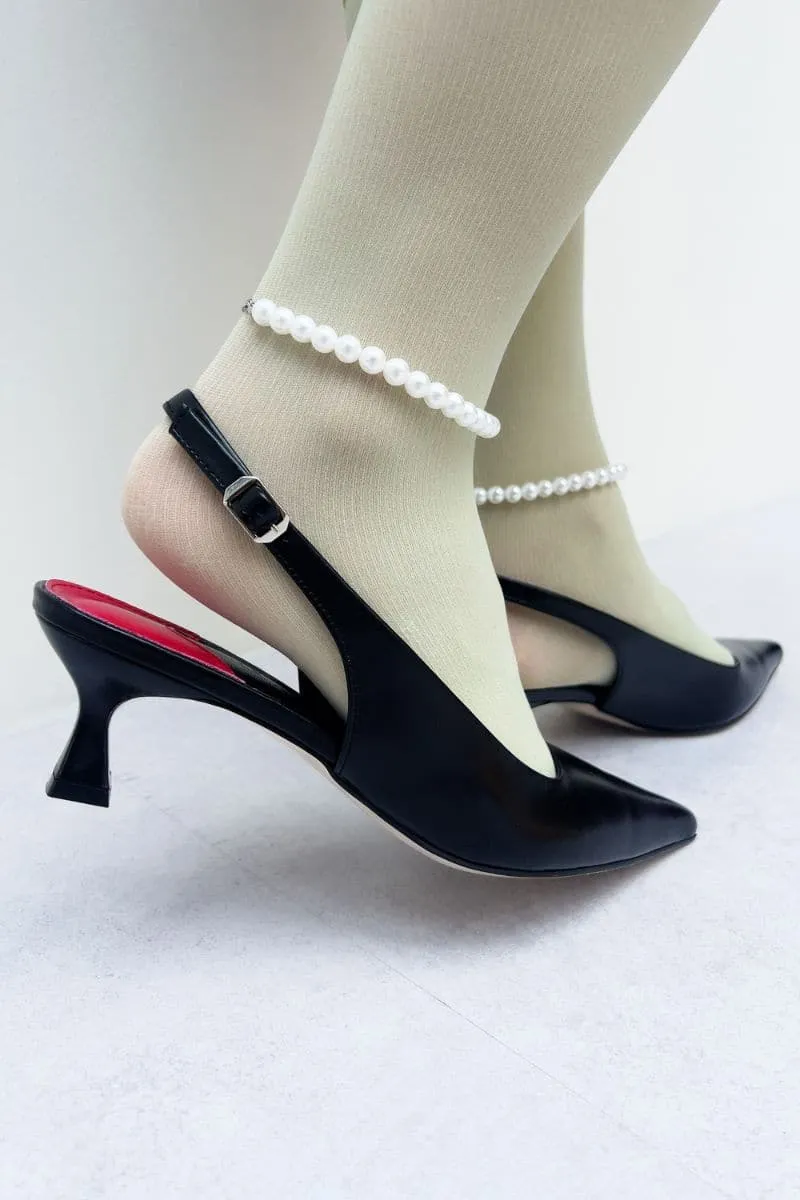 BLACK ROSE SLINGBACK HEELS