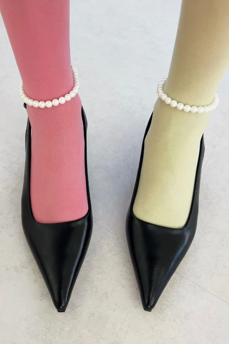 BLACK ROSE SLINGBACK HEELS