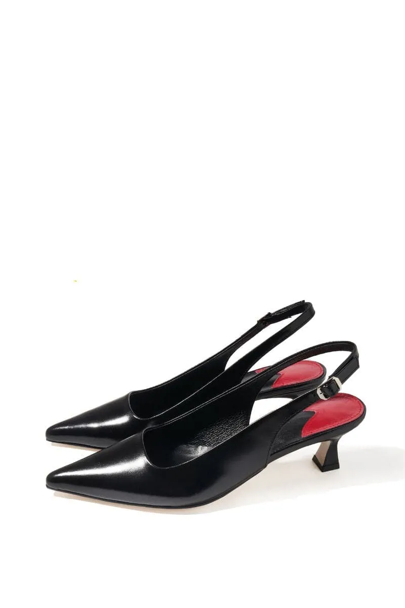 BLACK ROSE SLINGBACK HEELS