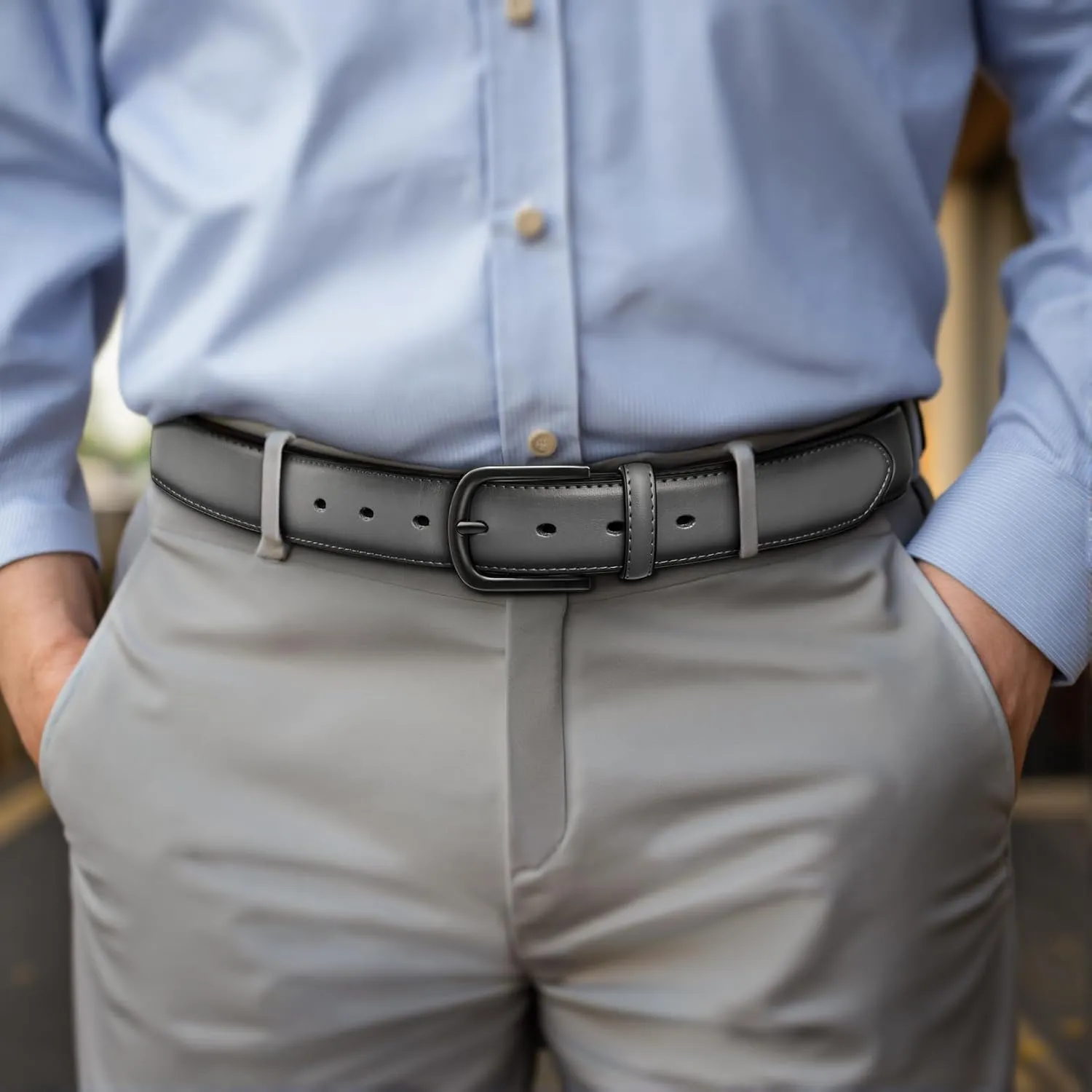 BULLIANT Men Belt 2Pack-Leather Belt 7Holes Comfortable For Men's Dress Casual Jeans 1 3/8"