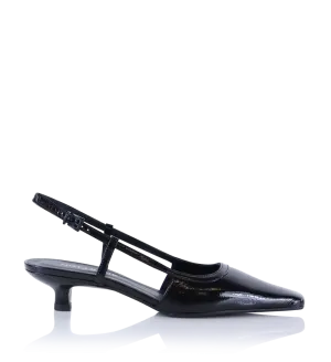 Elena 35 slingback stiletter, sort lak