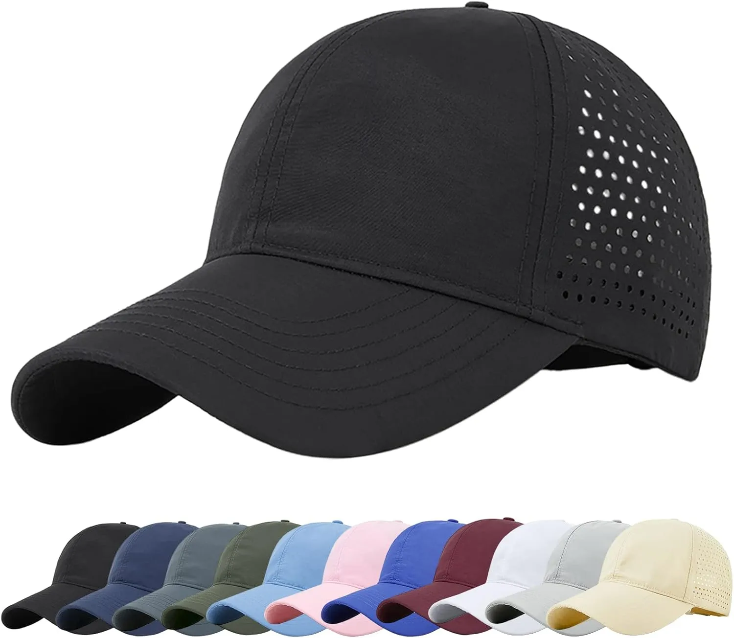 Enwokran Men Quick Dry Sport Baseball Cap, Athletic Fitted Cap Mesh Adjustable Plain Hat Running Trucker Hat for Women