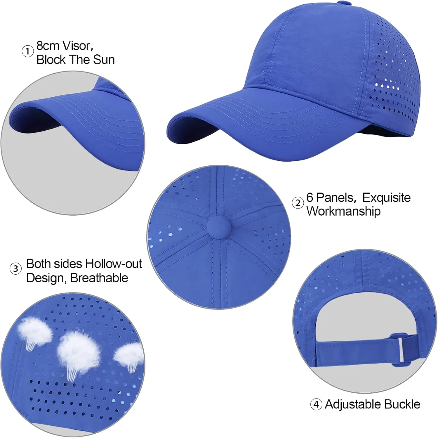 Enwokran Men Quick Dry Sport Baseball Cap, Athletic Fitted Cap Mesh Adjustable Plain Hat Running Trucker Hat for Women