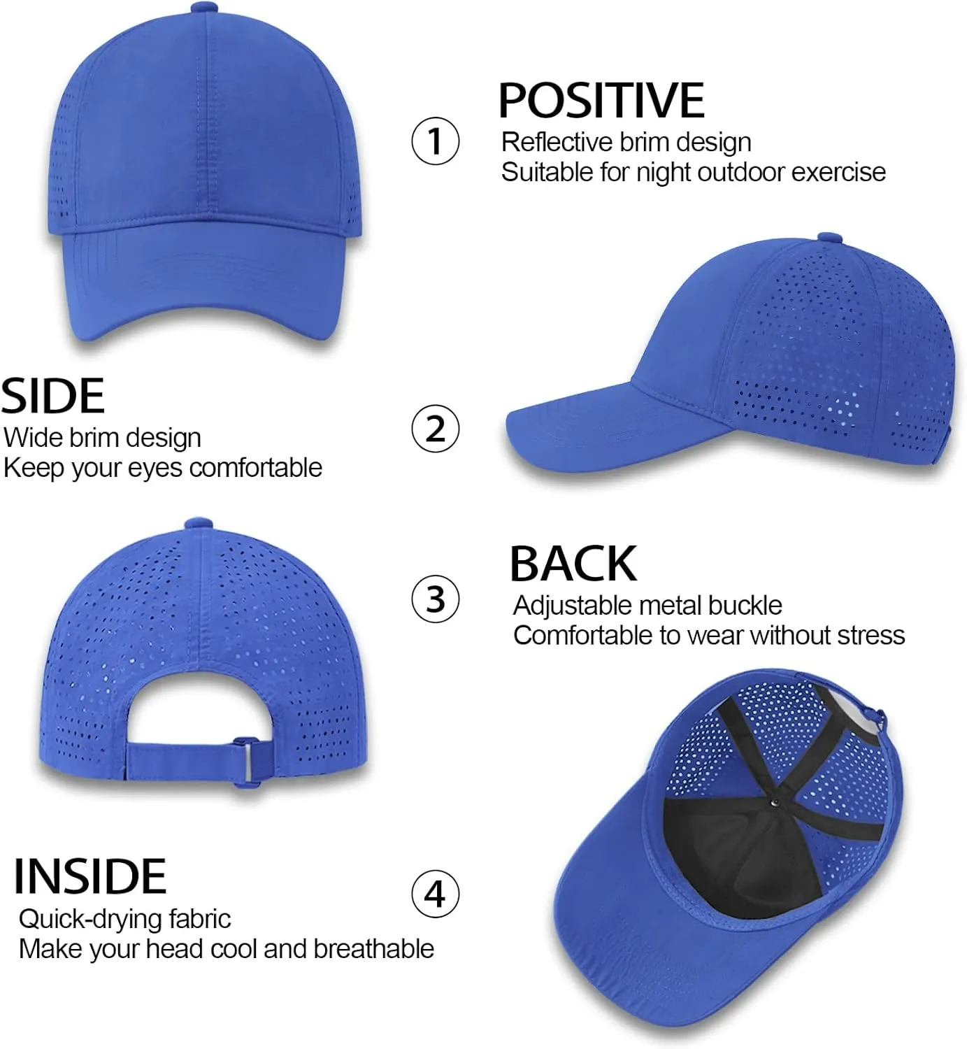 Enwokran Men Quick Dry Sport Baseball Cap, Athletic Fitted Cap Mesh Adjustable Plain Hat Running Trucker Hat for Women