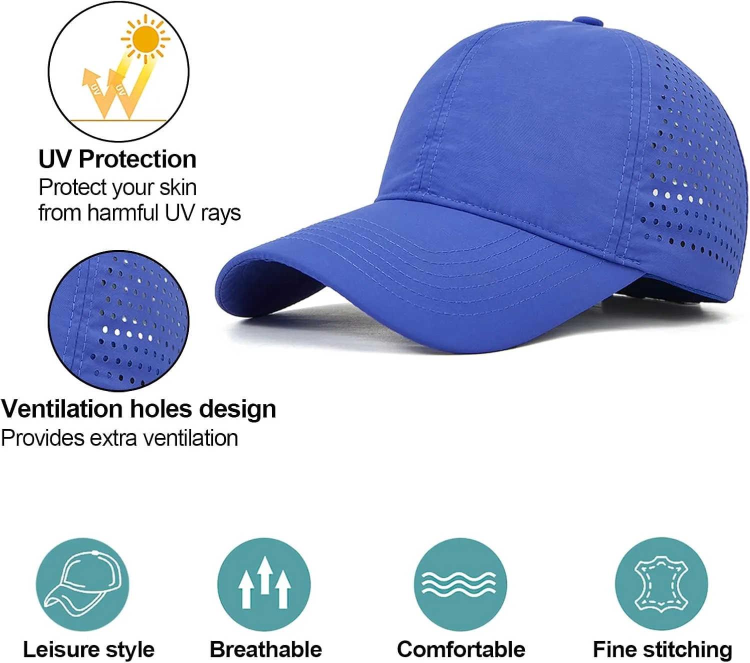 Enwokran Men Quick Dry Sport Baseball Cap, Athletic Fitted Cap Mesh Adjustable Plain Hat Running Trucker Hat for Women