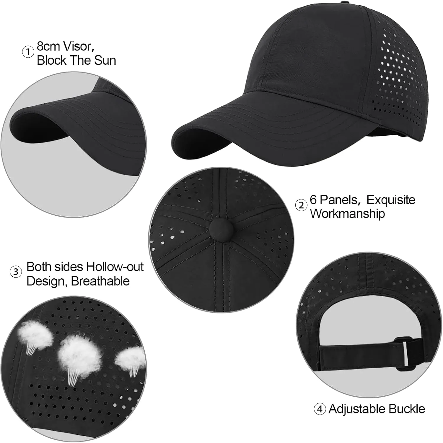 Enwokran Men Quick Dry Sport Baseball Cap, Athletic Fitted Cap Mesh Adjustable Plain Hat Running Trucker Hat for Women