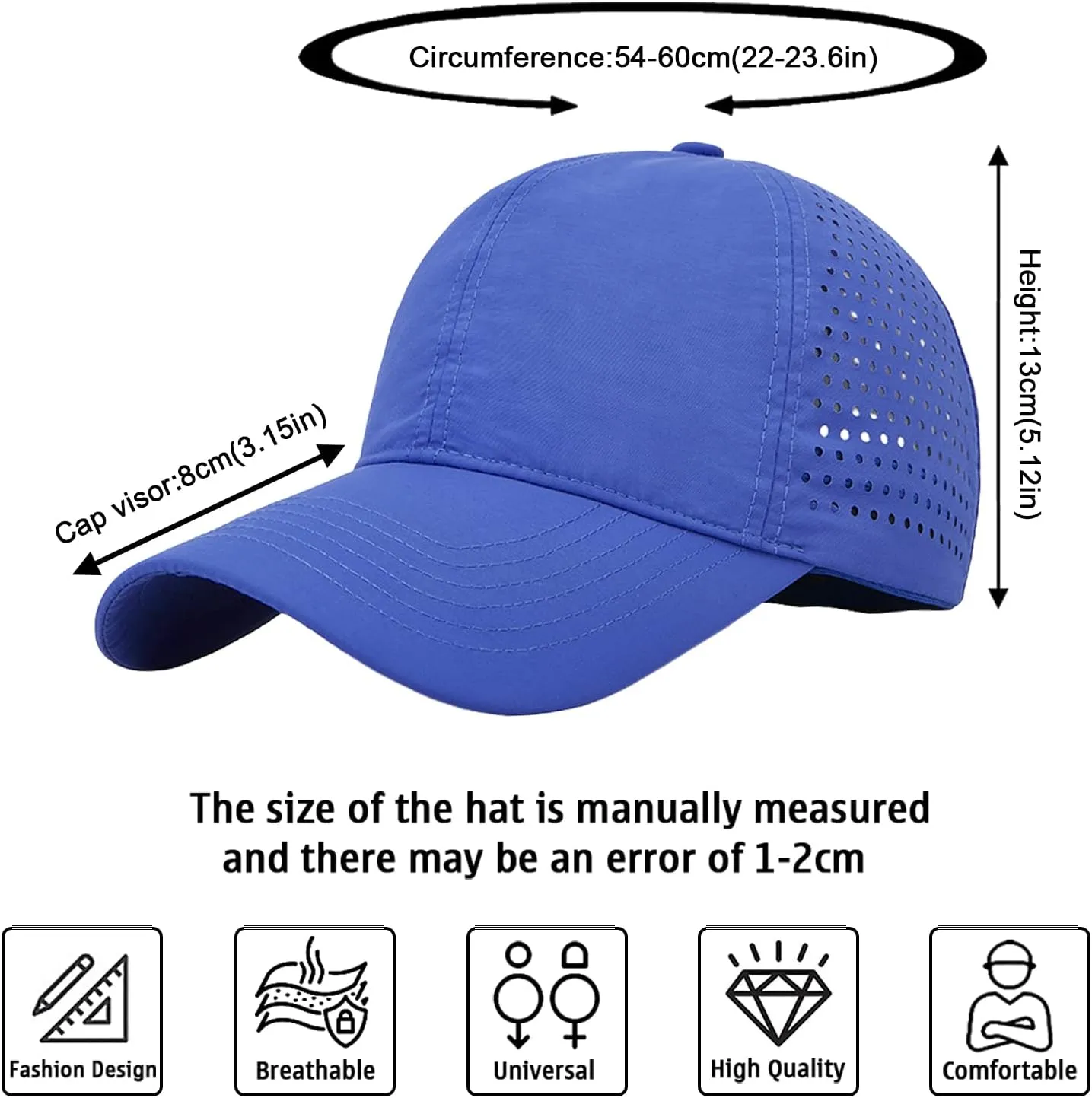 Enwokran Men Quick Dry Sport Baseball Cap, Athletic Fitted Cap Mesh Adjustable Plain Hat Running Trucker Hat for Women