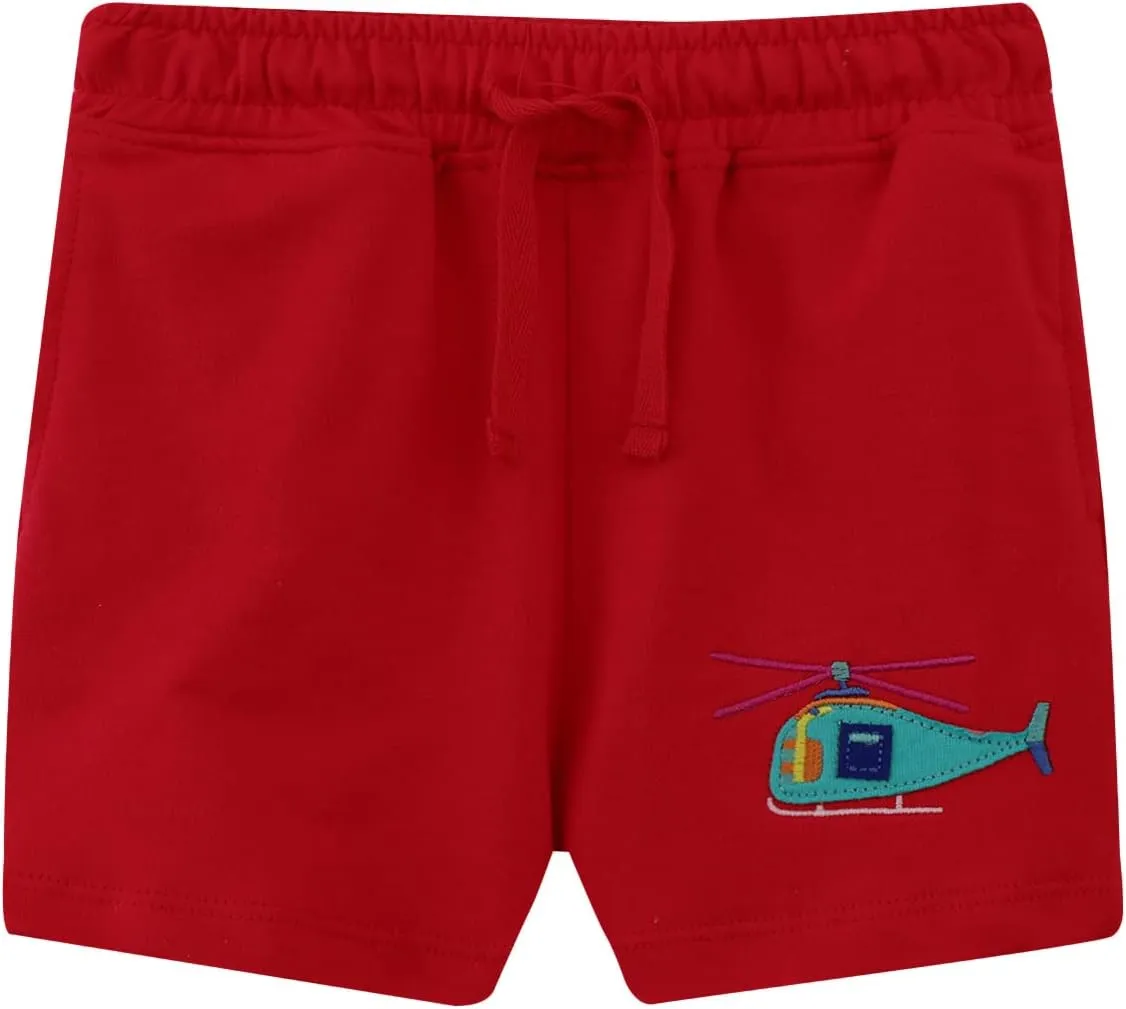 HILEELANG Toddler Boys' Shorts 3-Pack Summer Cotton French Terry Solid Adjust Pocket Shorts 12M-7Y