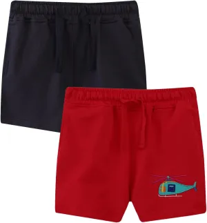 HILEELANG Toddler Boys' Shorts 3-Pack Summer Cotton French Terry Solid Adjust Pocket Shorts 12M-7Y