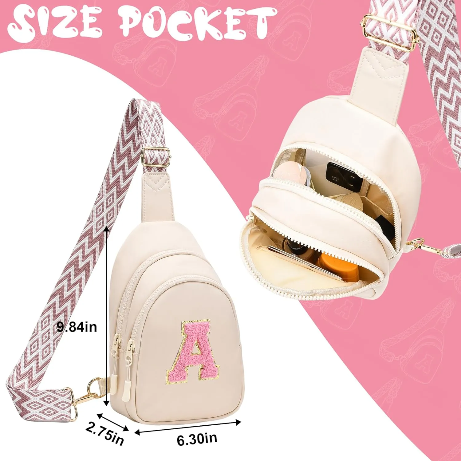 I IHAYNER Birthday Gifts for 5 6 7 8 9 10 11 12 13 Year Old Girls Small Cross Body Bag Initial Sling Bag Fanny Pack for Girls (Beige-S??