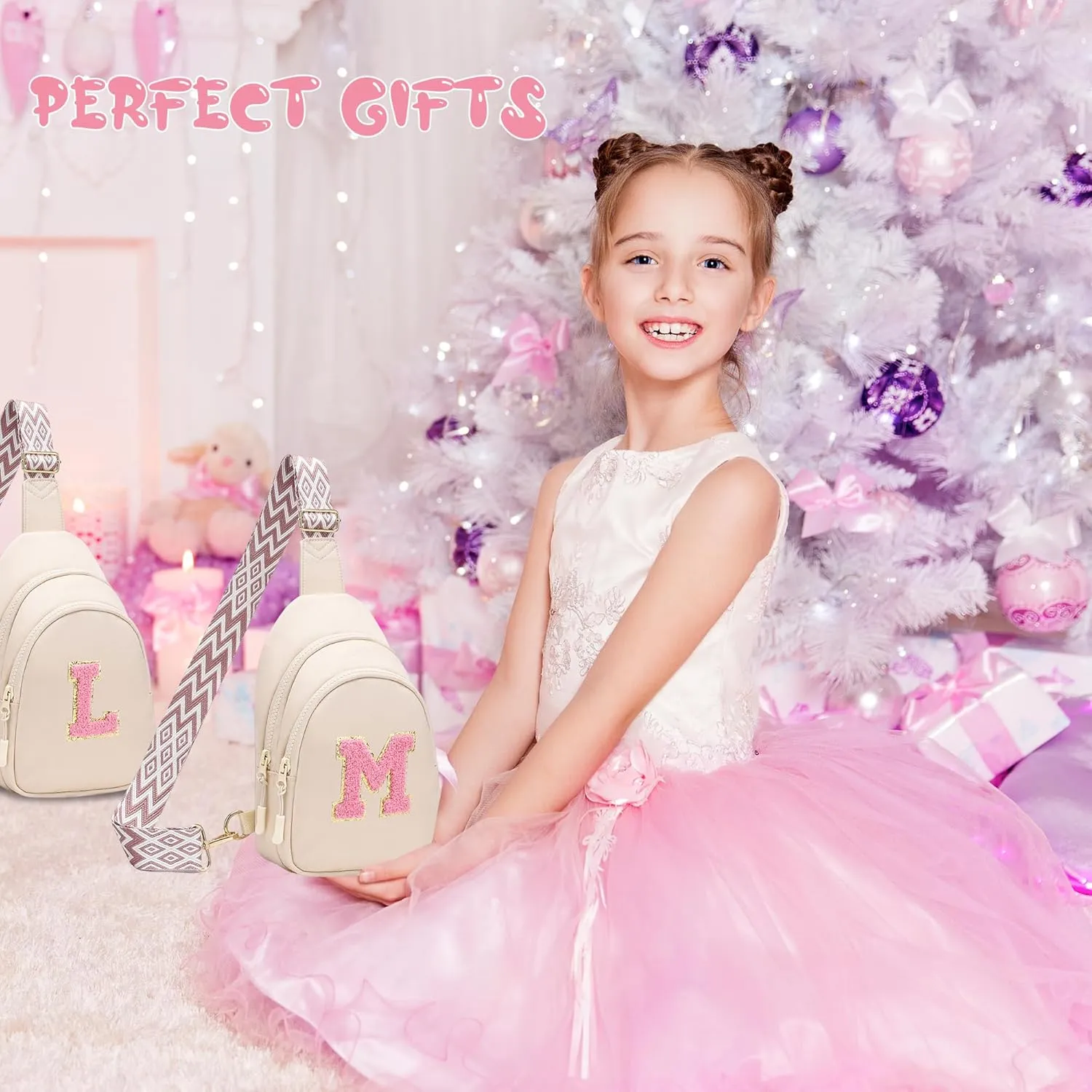 I IHAYNER Birthday Gifts for 5 6 7 8 9 10 11 12 13 Year Old Girls Small Cross Body Bag Initial Sling Bag Fanny Pack for Girls (Beige-S??
