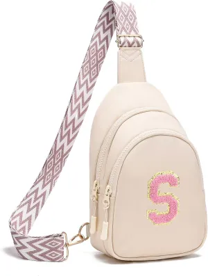 I IHAYNER Birthday Gifts for 5 6 7 8 9 10 11 12 13 Year Old Girls Small Cross Body Bag Initial Sling Bag Fanny Pack for Girls (Beige-S??