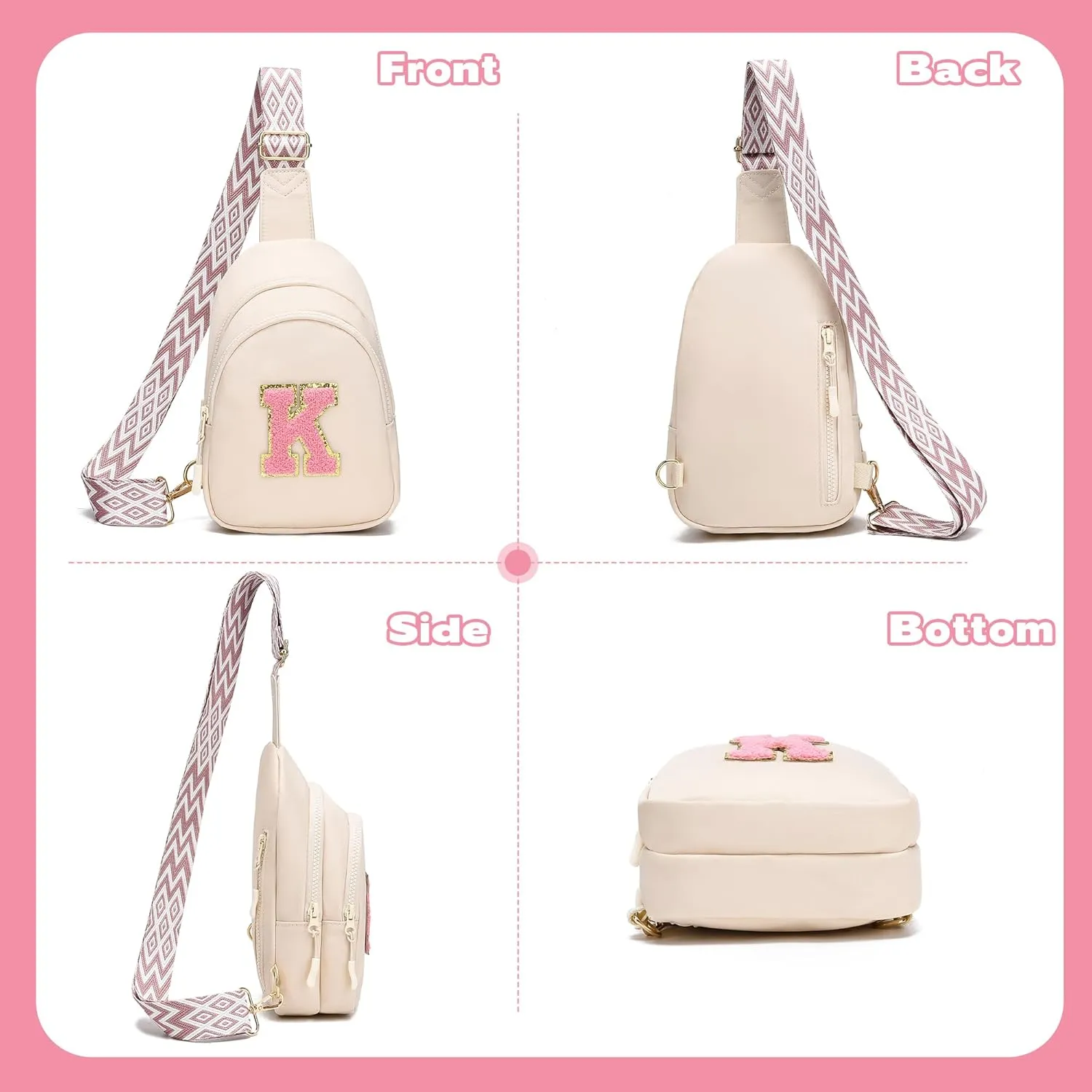 I IHAYNER Birthday Gifts for 5 6 7 8 9 10 11 12 13 Year Old Girls Small Cross Body Bag Initial Sling Bag Fanny Pack for Girls (Beige-S??