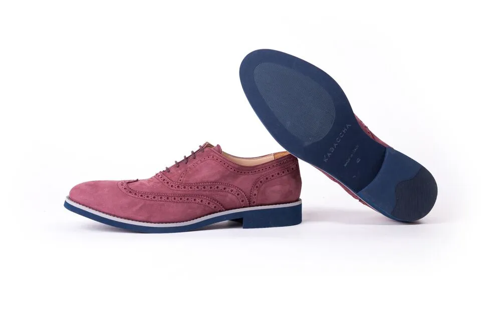 Men's Rust Nubuk & Grey Accented with Blue Sole Broge Wingtip (EX-113)