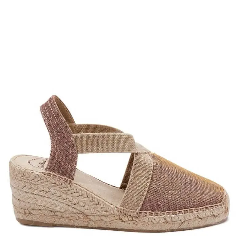Metallic Cotton Blend Wedge Espadrille for Women - Triton