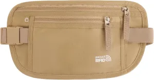 Small Unisex Money Belt For Men and Women, Slim Passport Holder RFID Blocking Travel Essentials Pouch with Adjustable Strap Small Waist Pouch for Workout Running Travelling Hiking(Beige)