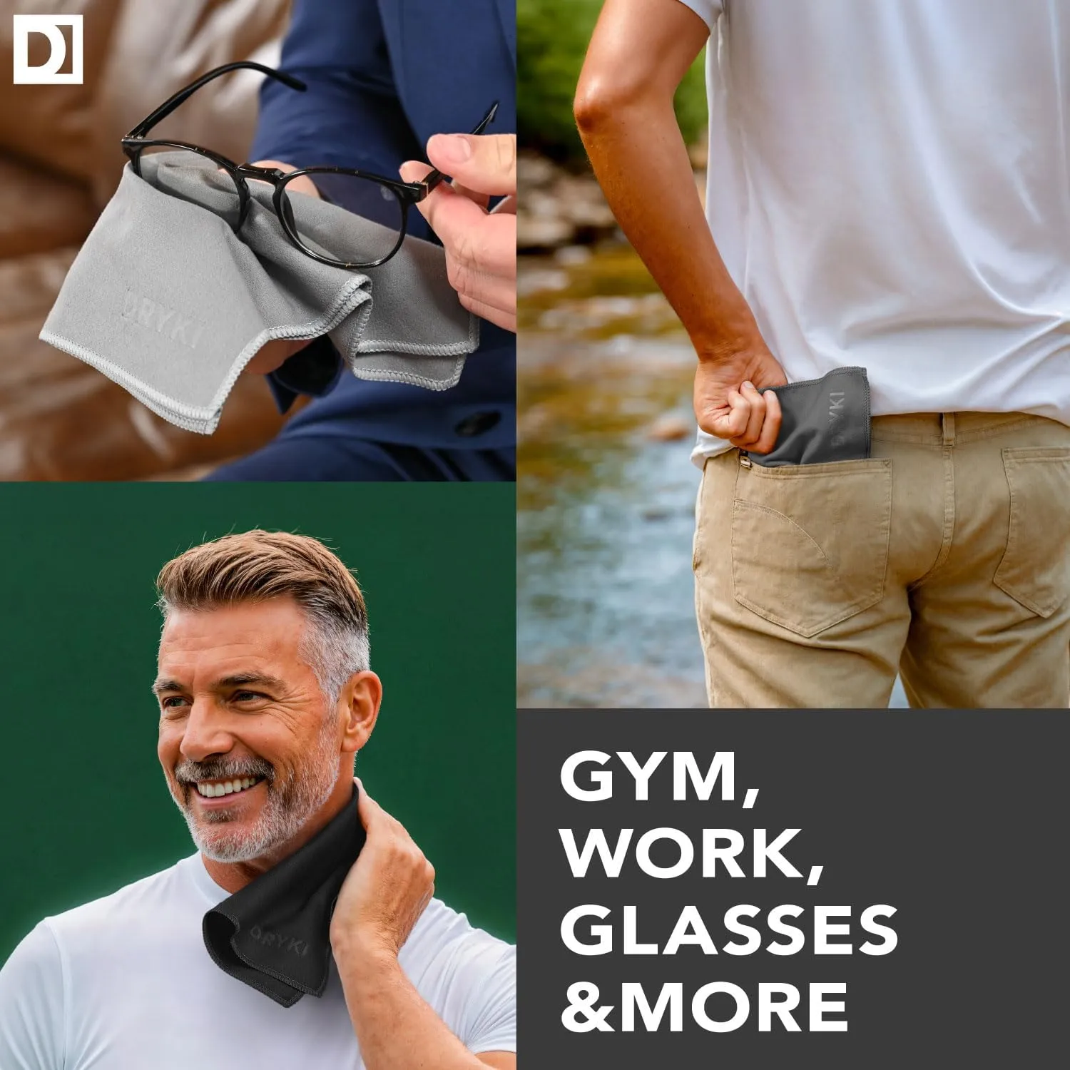 Sweat Absorbing Handkerchiefs - The Original Quick-Dry Microfiber Sweat Rags & Towels for Face, Hands, & Body - Perfect for Gym, Sports, and Work (Desert: 5 Pack)