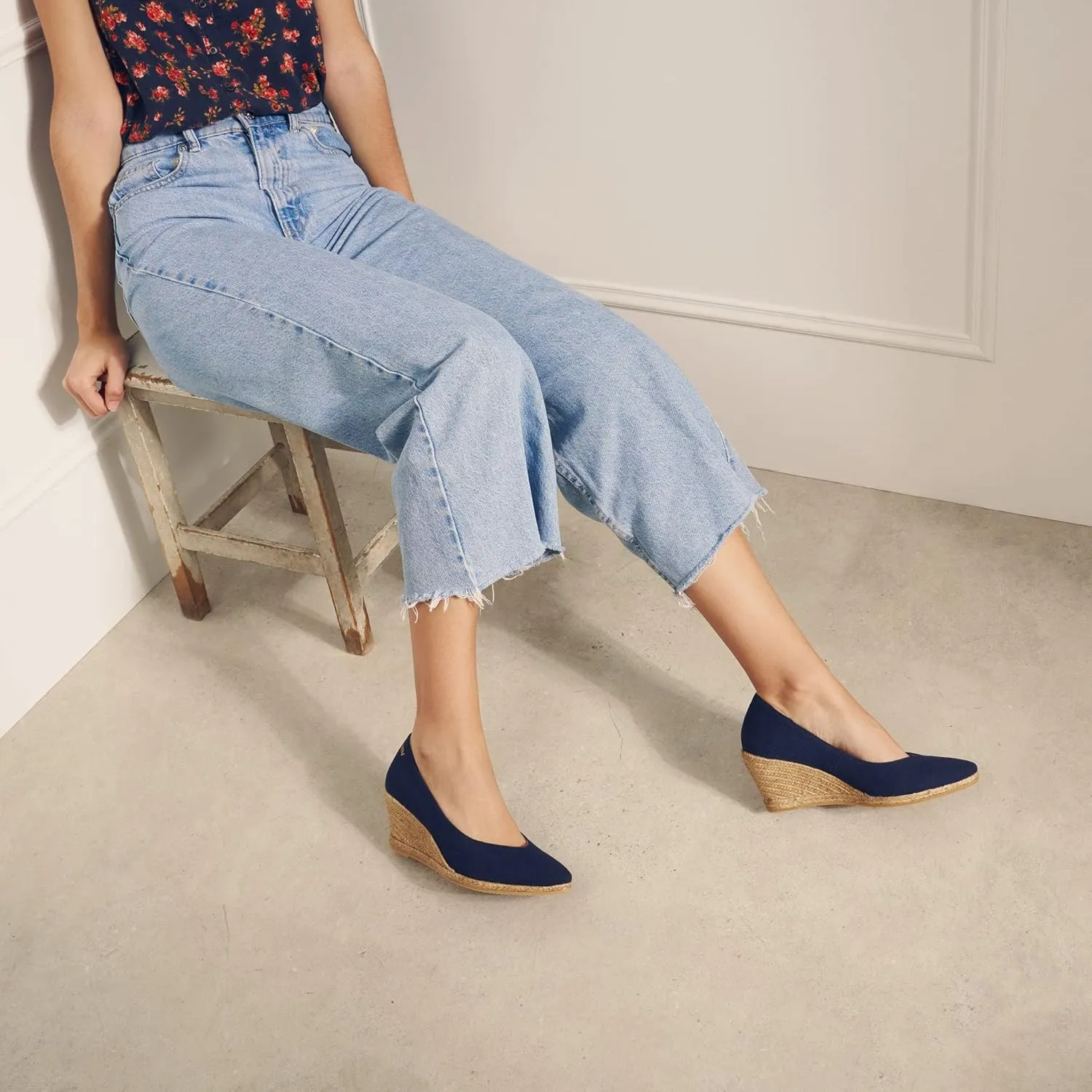 VISCATA Roses Espadrille Canvas Wedges Spain Handmade 2  Heel Woman Wedge Pumps with Organic Cotton Canvas and 100% Natural Jute Midsole for All Occasions: Casual, Work, Party