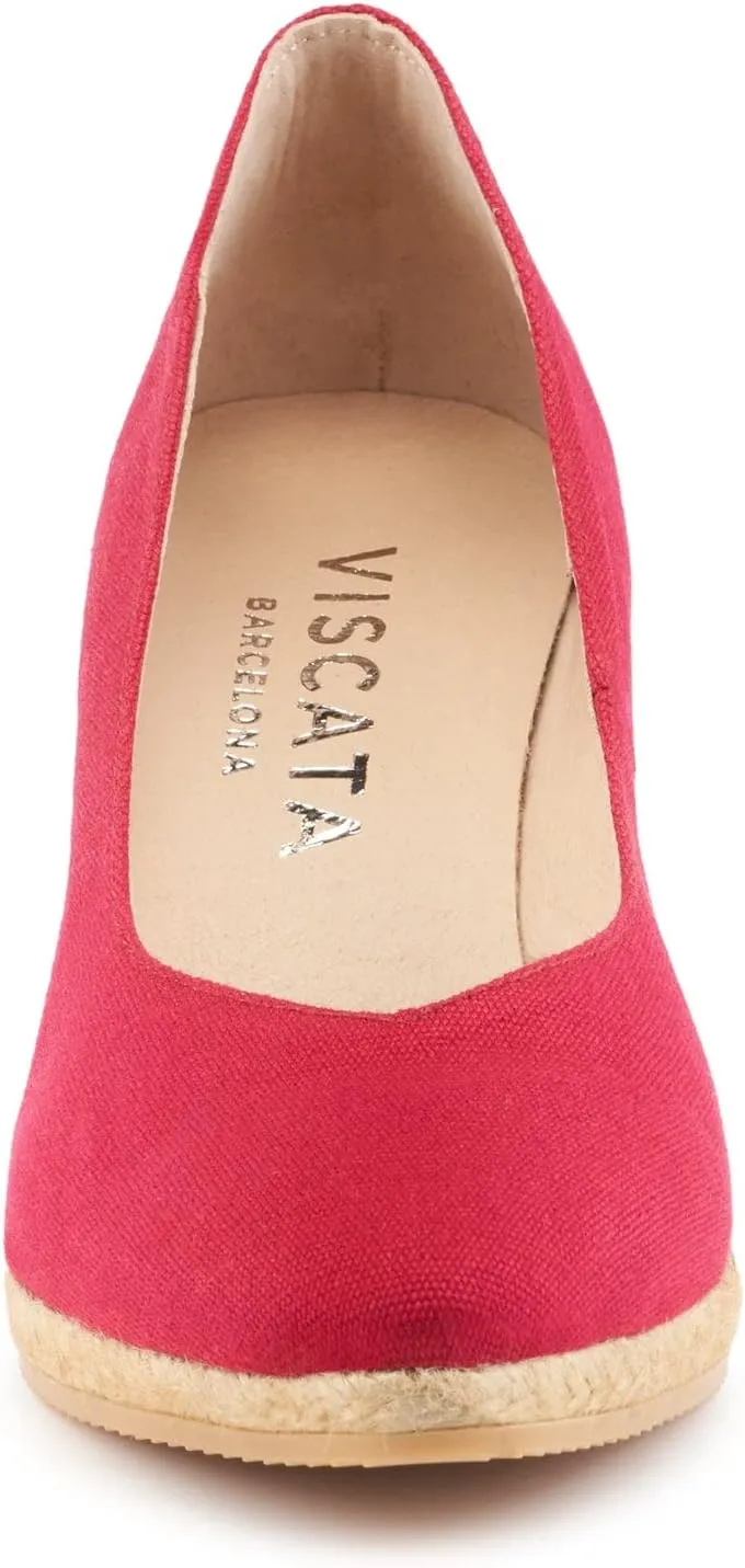 VISCATA Roses Espadrille Canvas Wedges Spain Handmade 2  Heel Woman Wedge Pumps with Organic Cotton Canvas and 100% Natural Jute Midsole for All Occasions: Casual, Work, Party