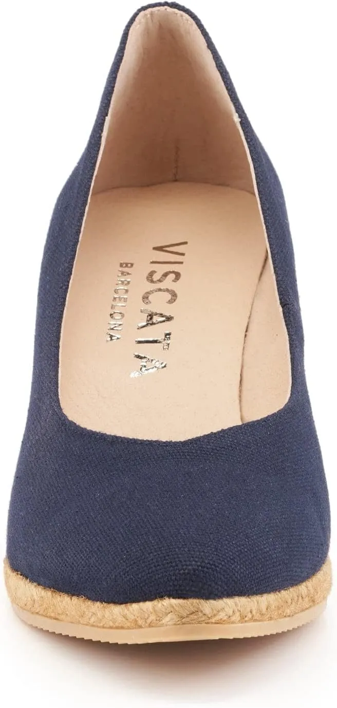 VISCATA Roses Espadrille Canvas Wedges Spain Handmade 2  Heel Woman Wedge Pumps with Organic Cotton Canvas and 100% Natural Jute Midsole for All Occasions: Casual, Work, Party
