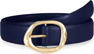 WHIPPY Leather Belt for Women Casual Waist Belt with Gold Buckle Fashion Ladies Belt for Jeans Pants Dress