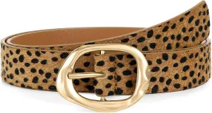 WHIPPY Leather Belt for Women Casual Waist Belt with Gold Buckle Fashion Ladies Belt for Jeans Pants Dress